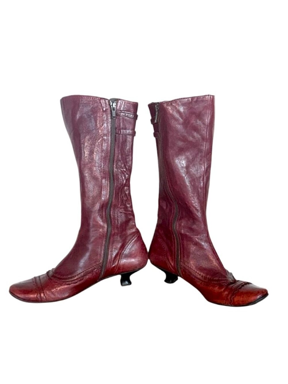 Burgundy Leather Boots - Size 37